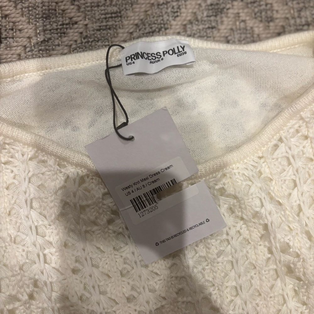 Princess Polly Wesley Knit Maxi Dress in cream crochet. NWT- size 4 - Picture 4 of 4
